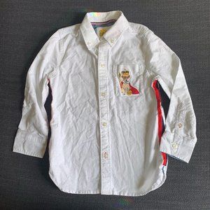 Boden white Oxford shirt with embroidered dog, 5-6Y